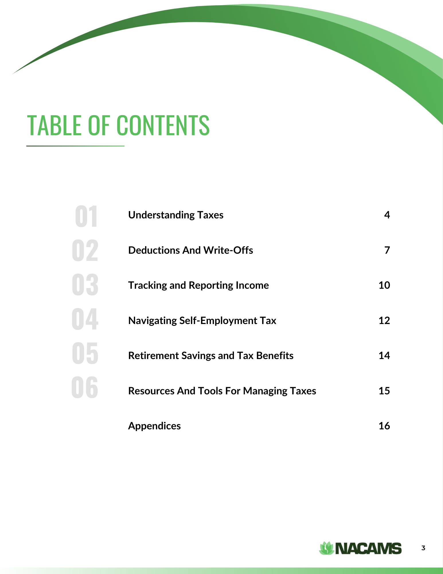 Table of contents tax ebook 2025 Table of contents tax ebook 2025